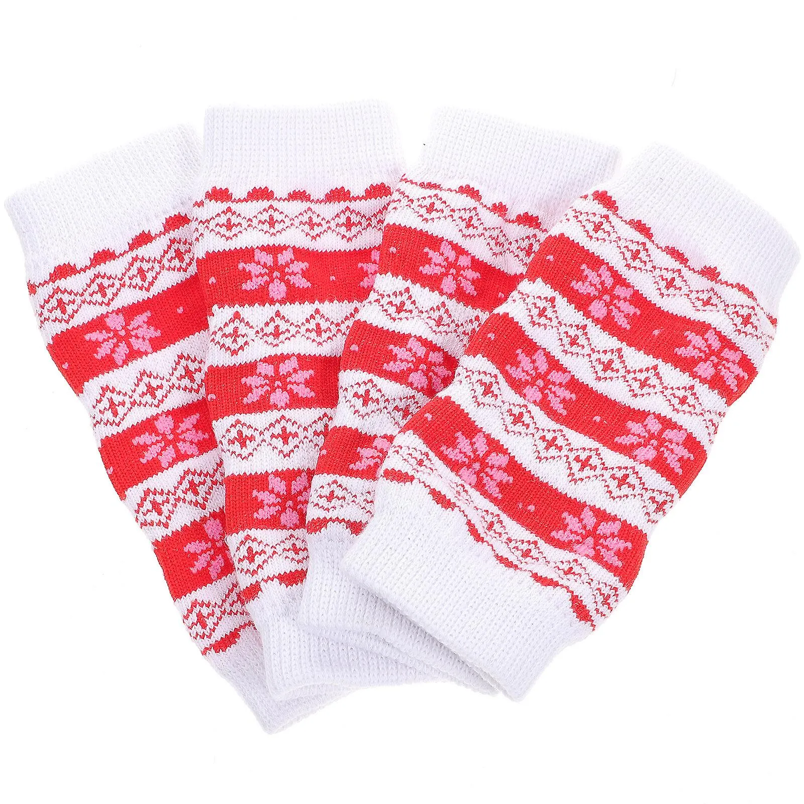 4PCS PET LEG ANKLE PROTECTIVE SLEEVES DIRT PROOF LEG COVER ANTIURINE WARM KNEE PAD (CHRISTMAS SNOW, SIZE XL)