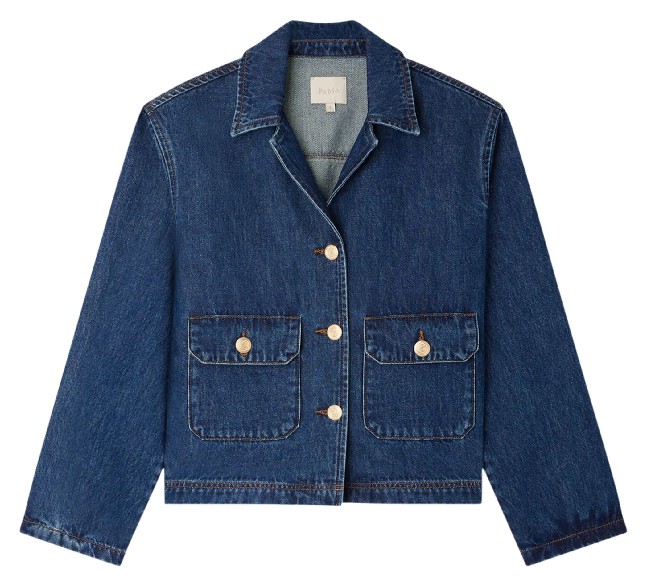 BRIELLE  CHAQUETA VAQUERA RECTA DE ALGODóN EN AZUL