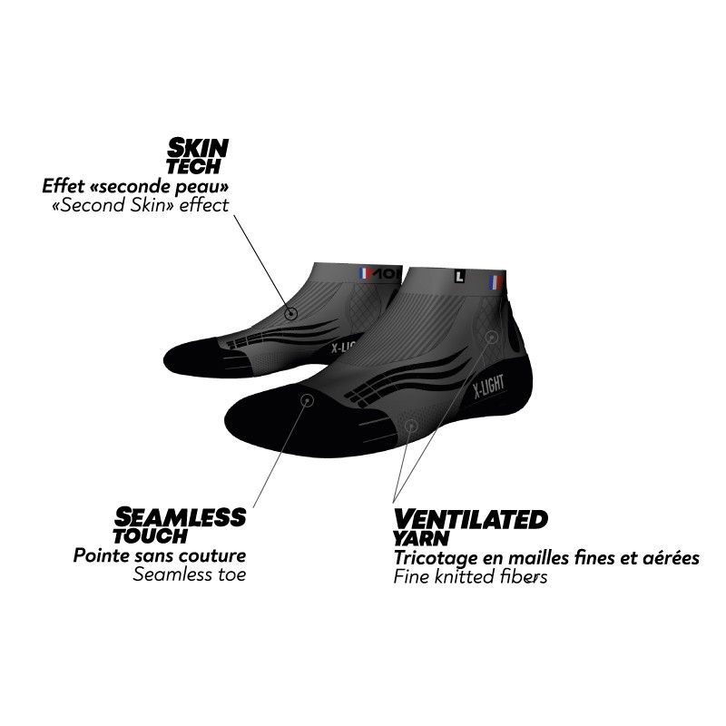 CALCETINES TRAIL/RUNNING MONNET RUN XLIGHT (GRIS NEGRO)