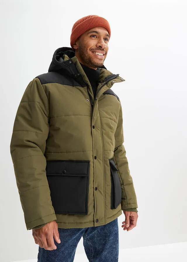 CHAQUETA GUATEADA VERDE OLIVA OSCURONEGRO