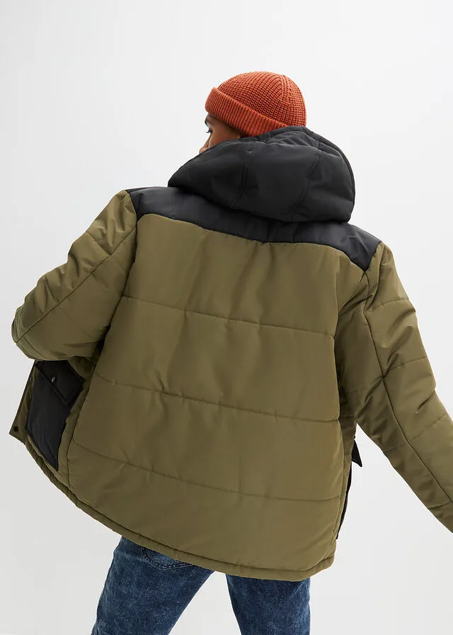 CHAQUETA GUATEADA VERDE OLIVA OSCURONEGRO