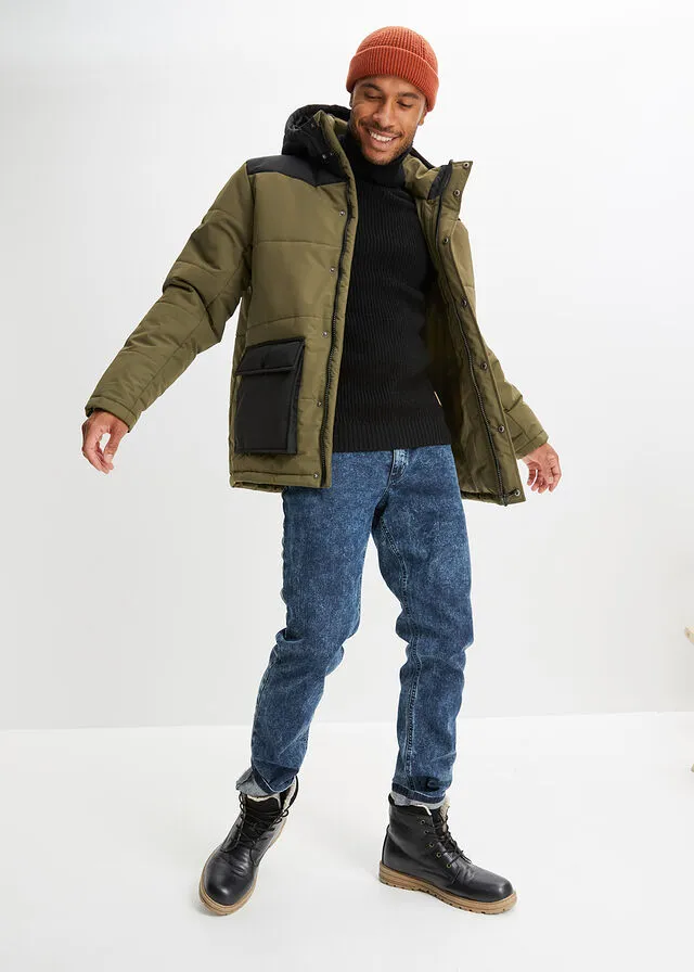 CHAQUETA GUATEADA VERDE OLIVA OSCURONEGRO