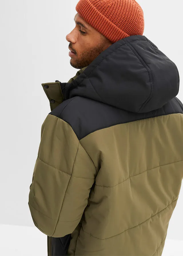 CHAQUETA GUATEADA VERDE OLIVA OSCURONEGRO