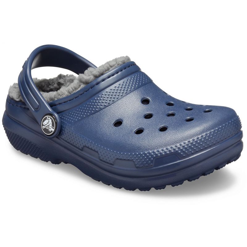 CROCS CLASSIC FUZZLINED CLOG (AZUL MARINO / CARBóN)  NIñOS