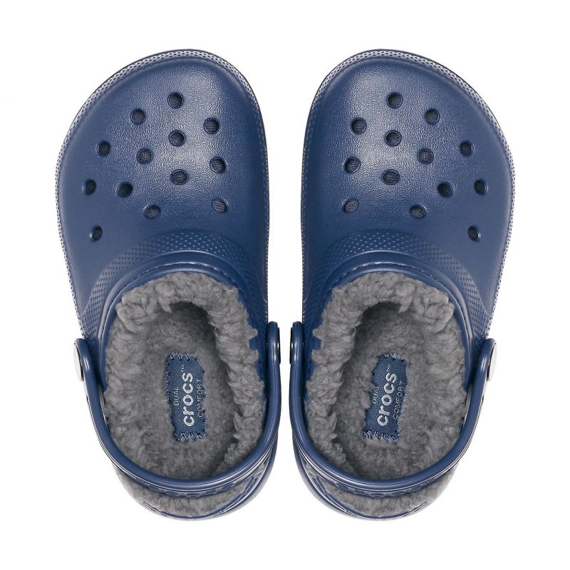 CROCS CLASSIC FUZZLINED CLOG (AZUL MARINO / CARBóN)  NIñOS