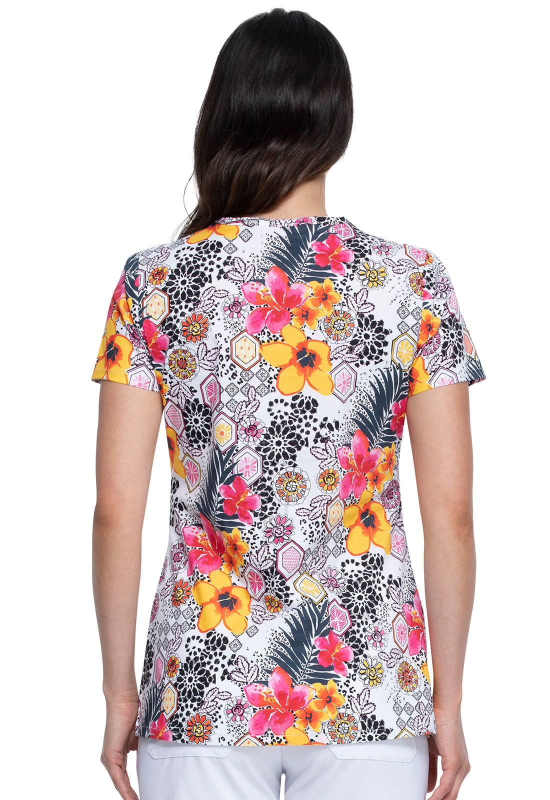 DICKIES PRINTS VNECK TOP  IN LEOPARD JUNGLE