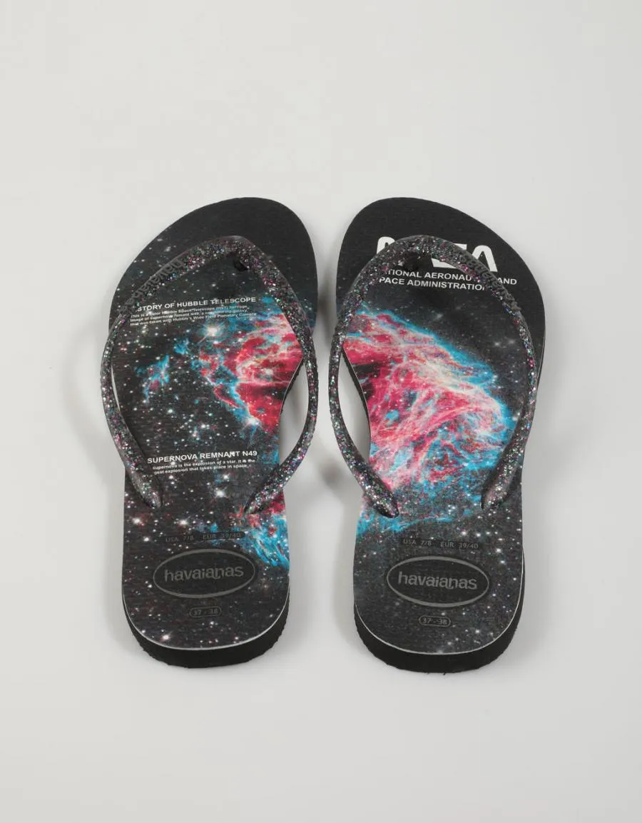  nu pieds HAVAIANAS Slim Nasa en Noir 79286