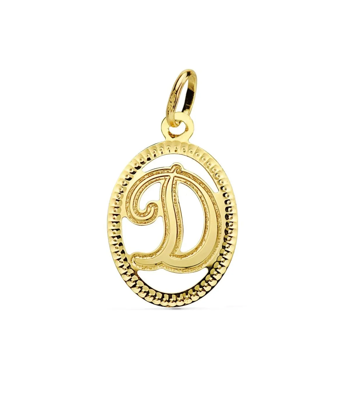 Pendentif Facetté Lettre D Or Jaune 18 K 18mm