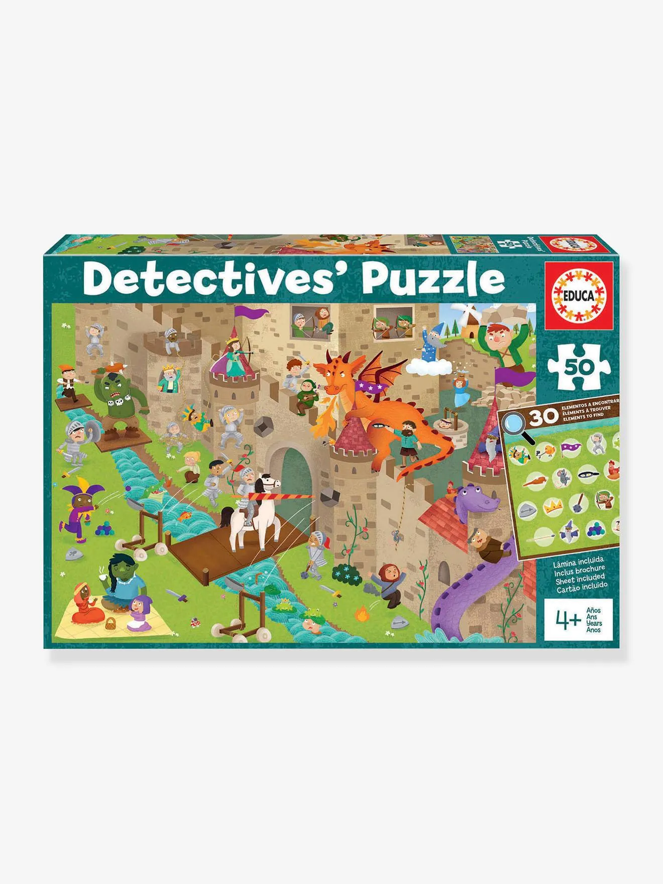 PUZZLE 50 PIEZAS DETECTIVE CASTILLO  EDUCA