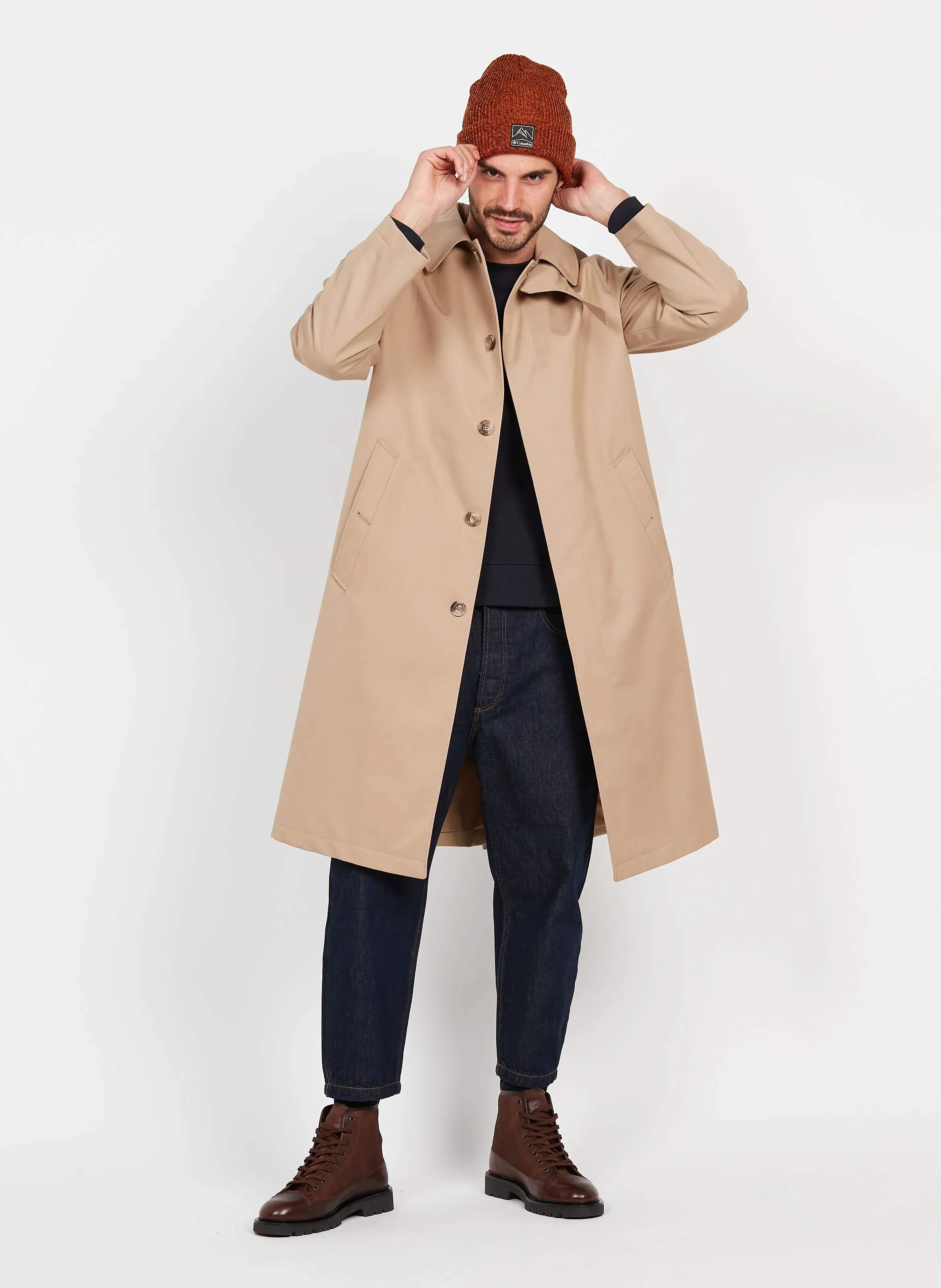 SAISON 1865 ABYM  CHAQUETA MIDI RECTA EN BEIGE