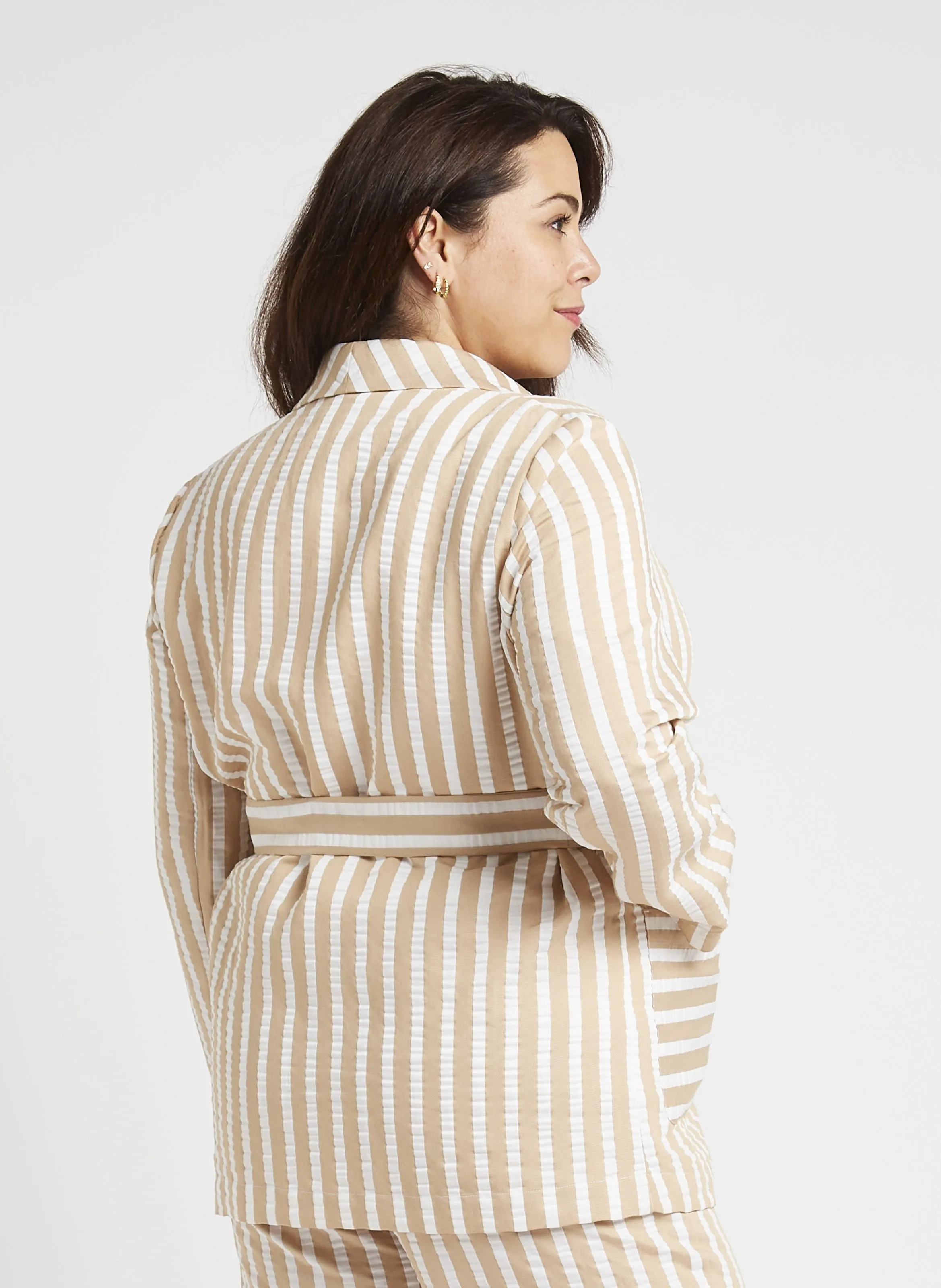 STRENNA  CHAQUETA RECTA CON CUELLO CHAL EN BLANCO