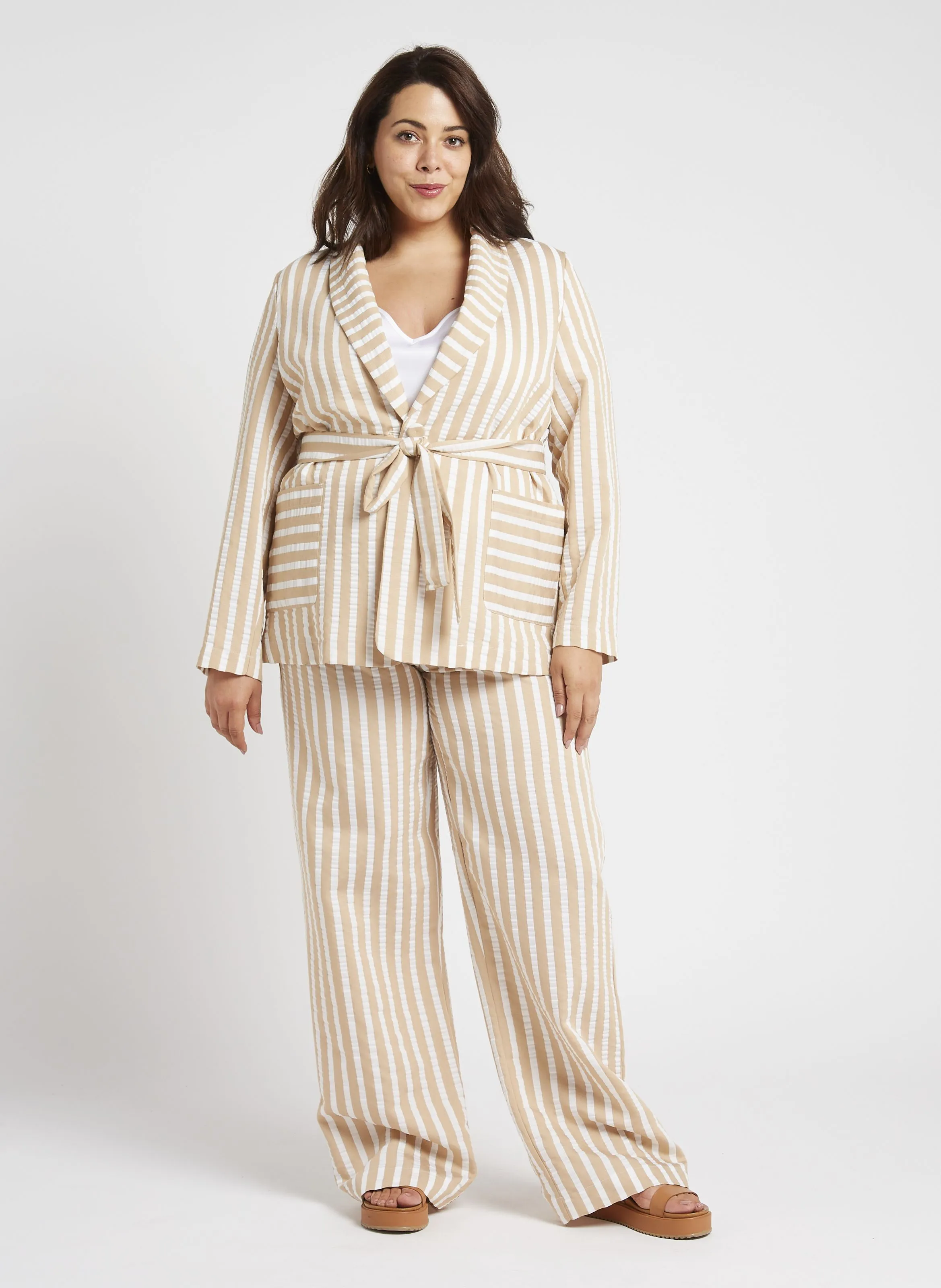 STRENNA  CHAQUETA RECTA CON CUELLO CHAL EN BLANCO