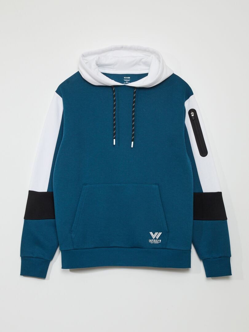 SUDADERA CON CAPUCHA COLORBLOCK  AZUL