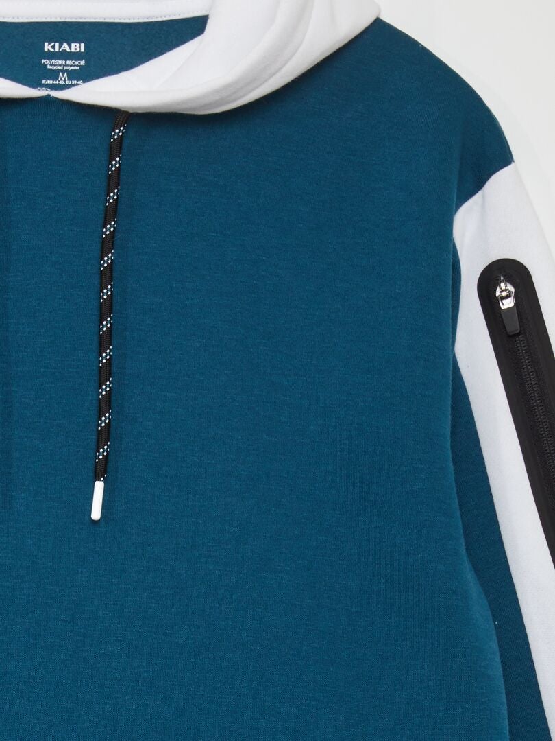 SUDADERA CON CAPUCHA COLORBLOCK  AZUL