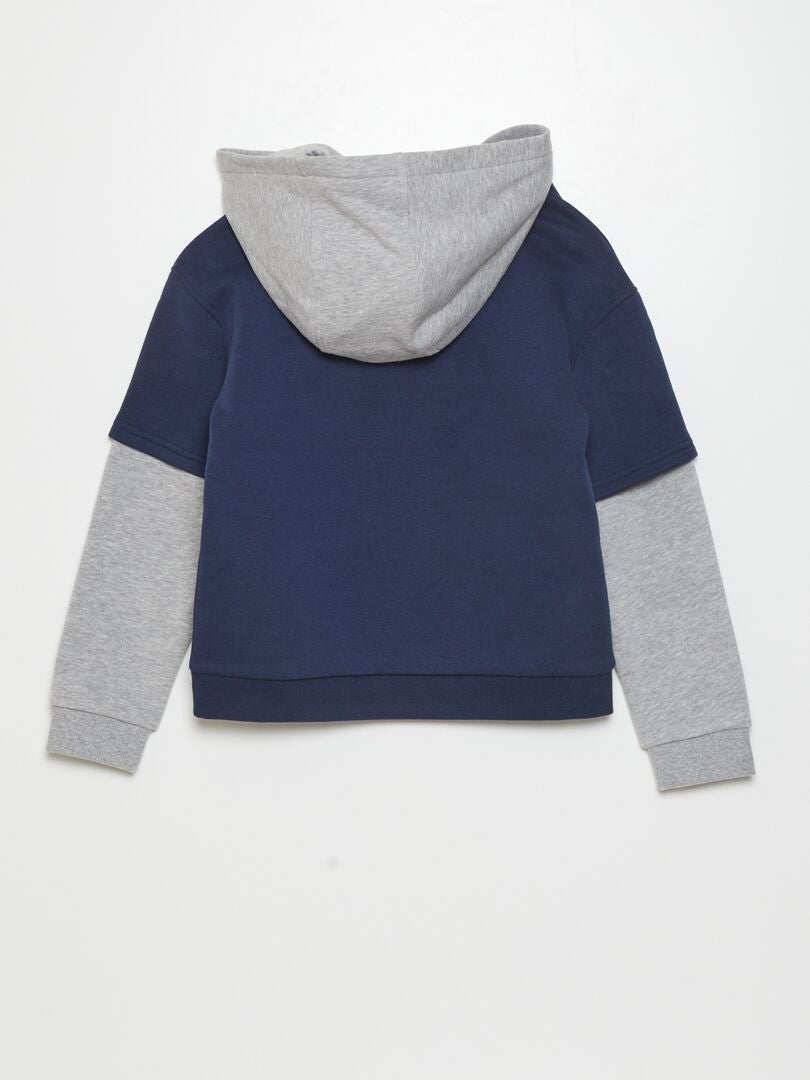 SUDADERA DOBLE MANGA CON CAPUCHA  AZUL