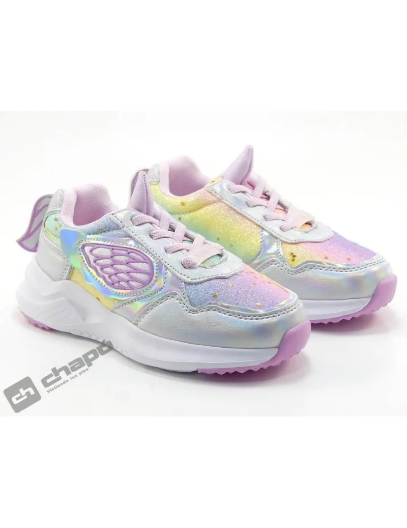 ZAPATILLAS DEPORTIVA PLATA CONGUITOS 261015LUZ