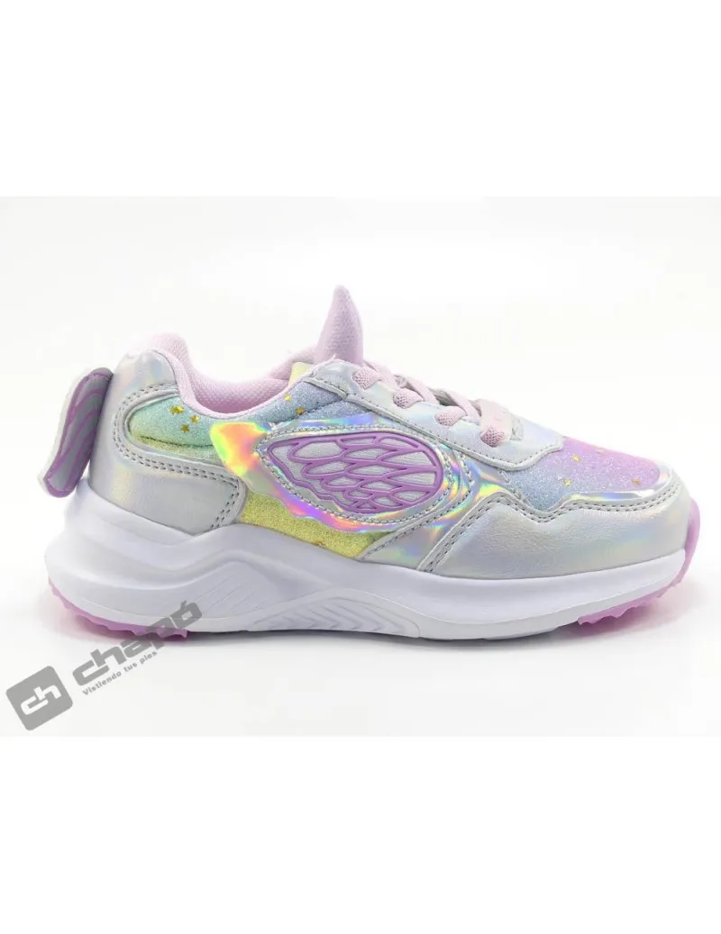 ZAPATILLAS DEPORTIVA PLATA CONGUITOS 261015LUZ