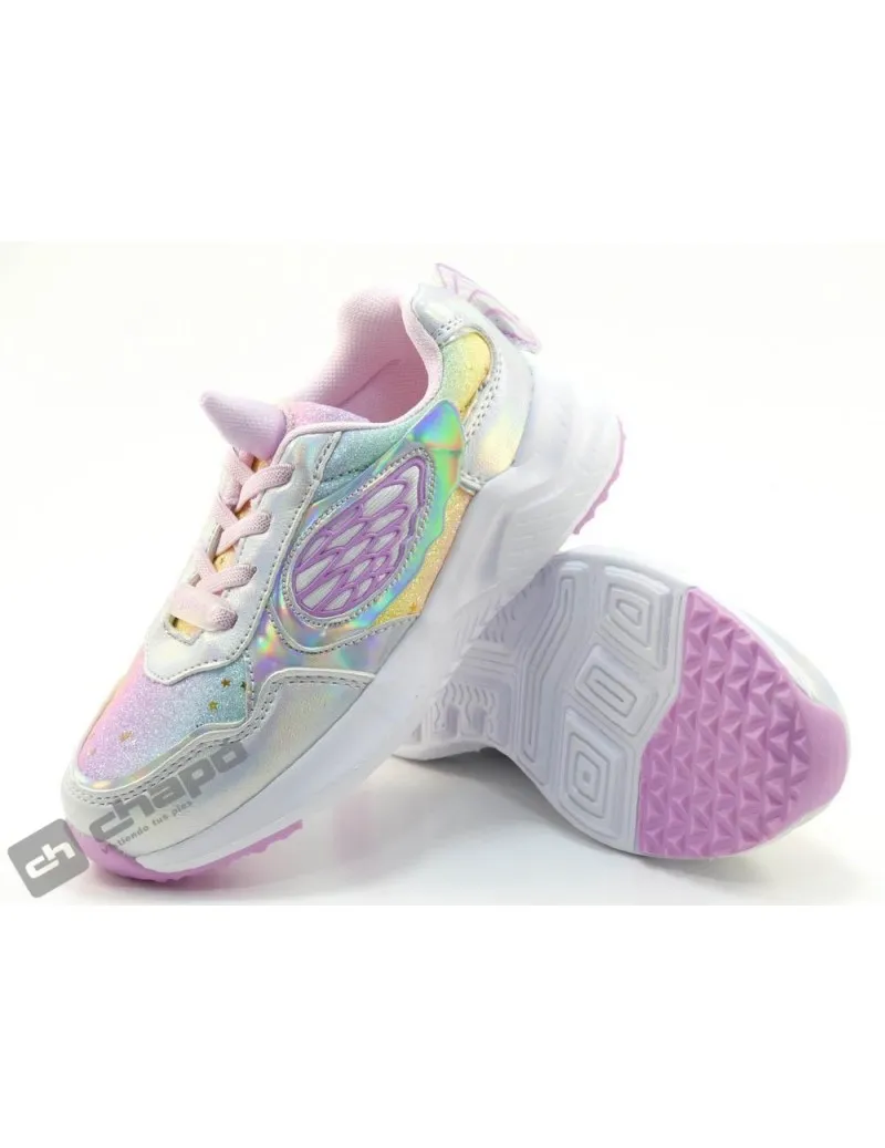 ZAPATILLAS DEPORTIVA PLATA CONGUITOS 261015LUZ